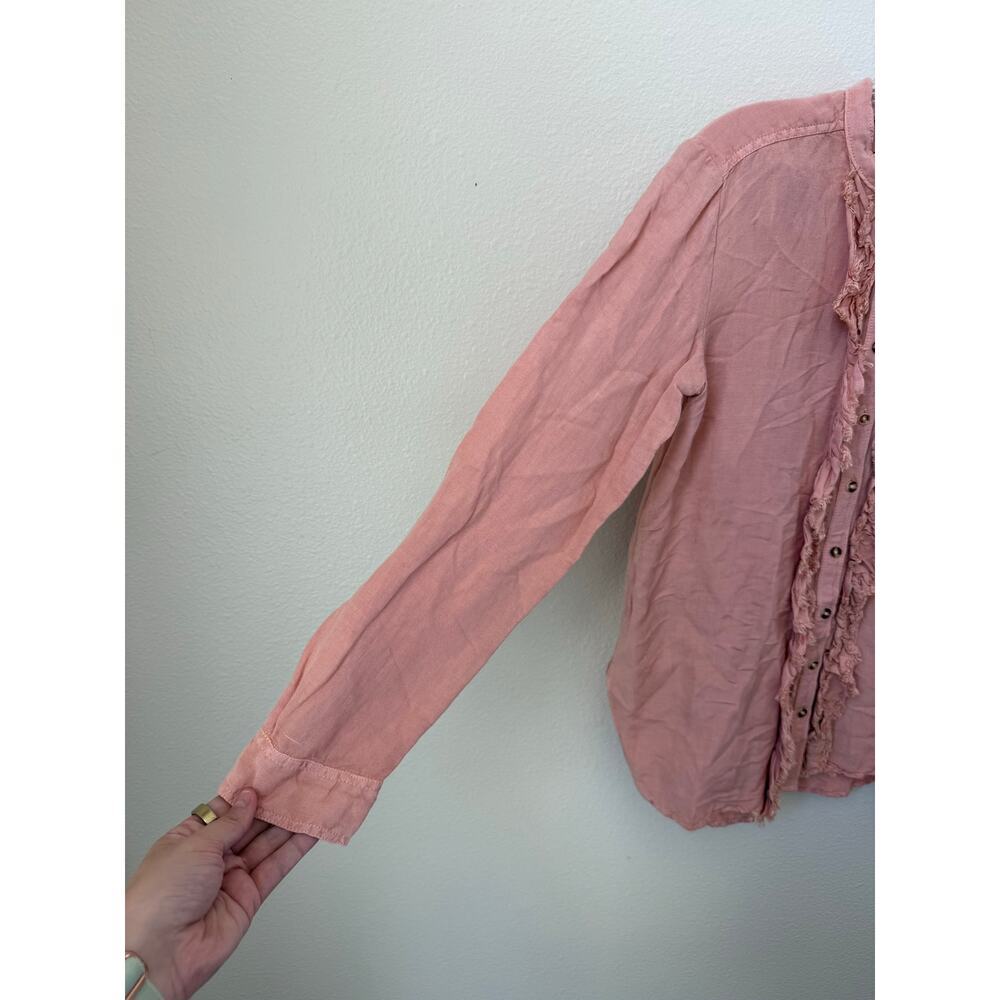 Anthropologie Pilcro Ruffled Placket Button Up Blouse Size XS - Picture 6 of 8